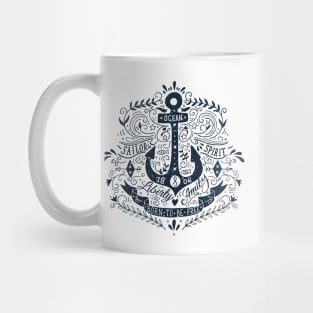 Nautical vintage label with an anchor and hand lettering. Mug